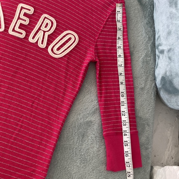 Aeropostale Stretch XL Juniors Hot Pink and silver striped 3/4 sleeve W/ AERO - Picture 9 of 12